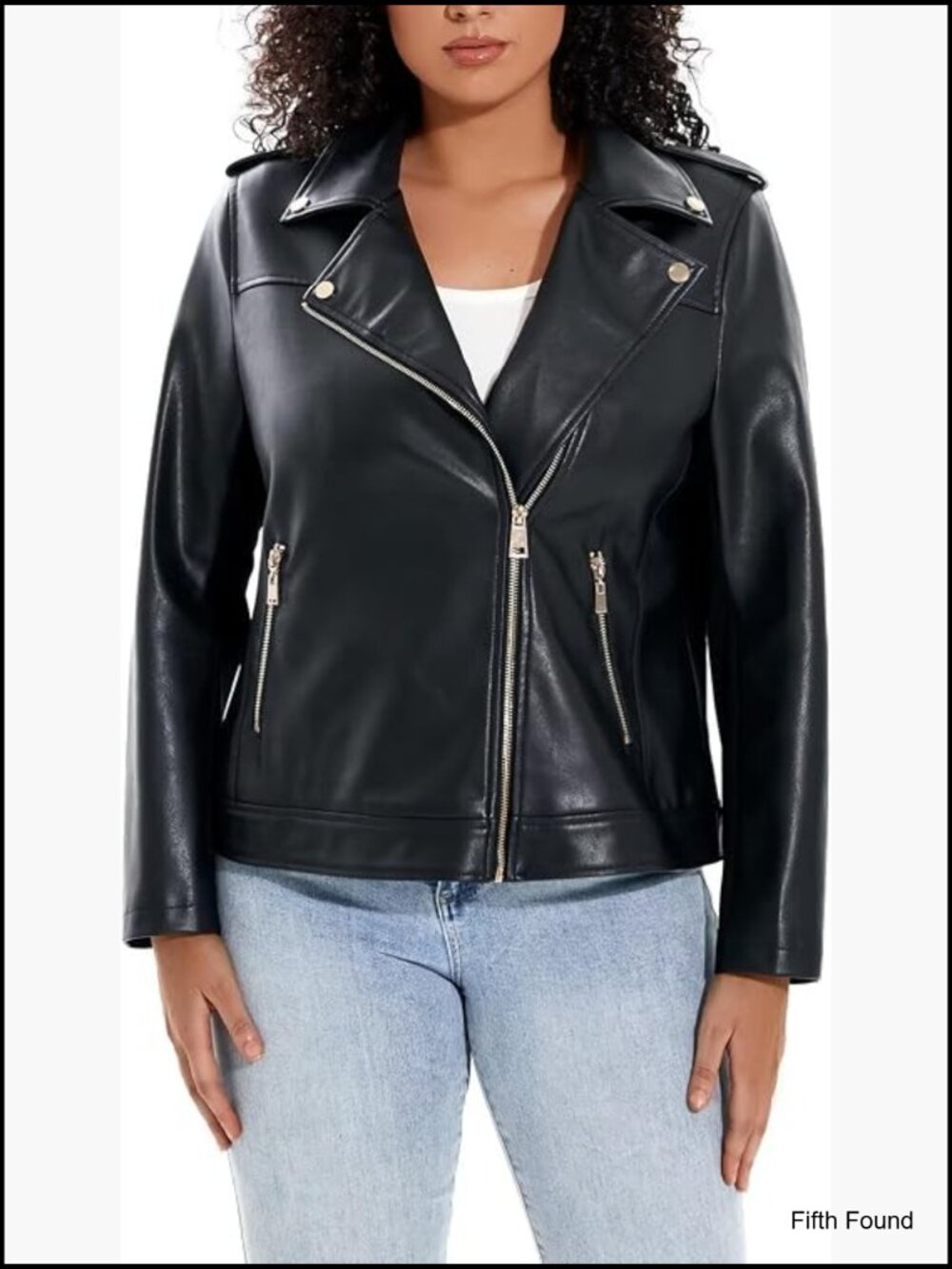 Plus Size Faux Leather Motorcycle Biker Jacket Zip Up Moto Coat